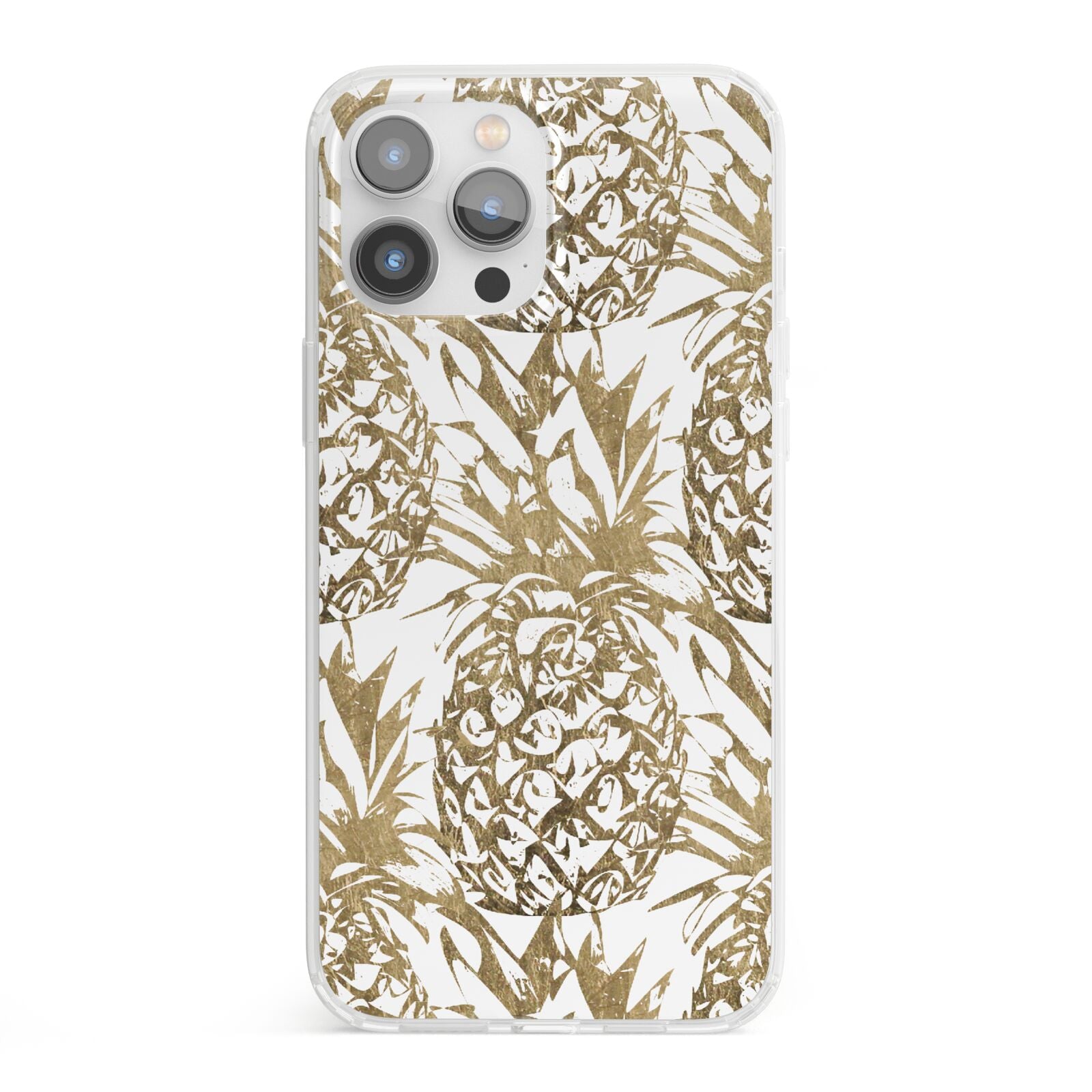 Gold Pineapple Fruit iPhone 13 Pro Max Clear Bumper Case