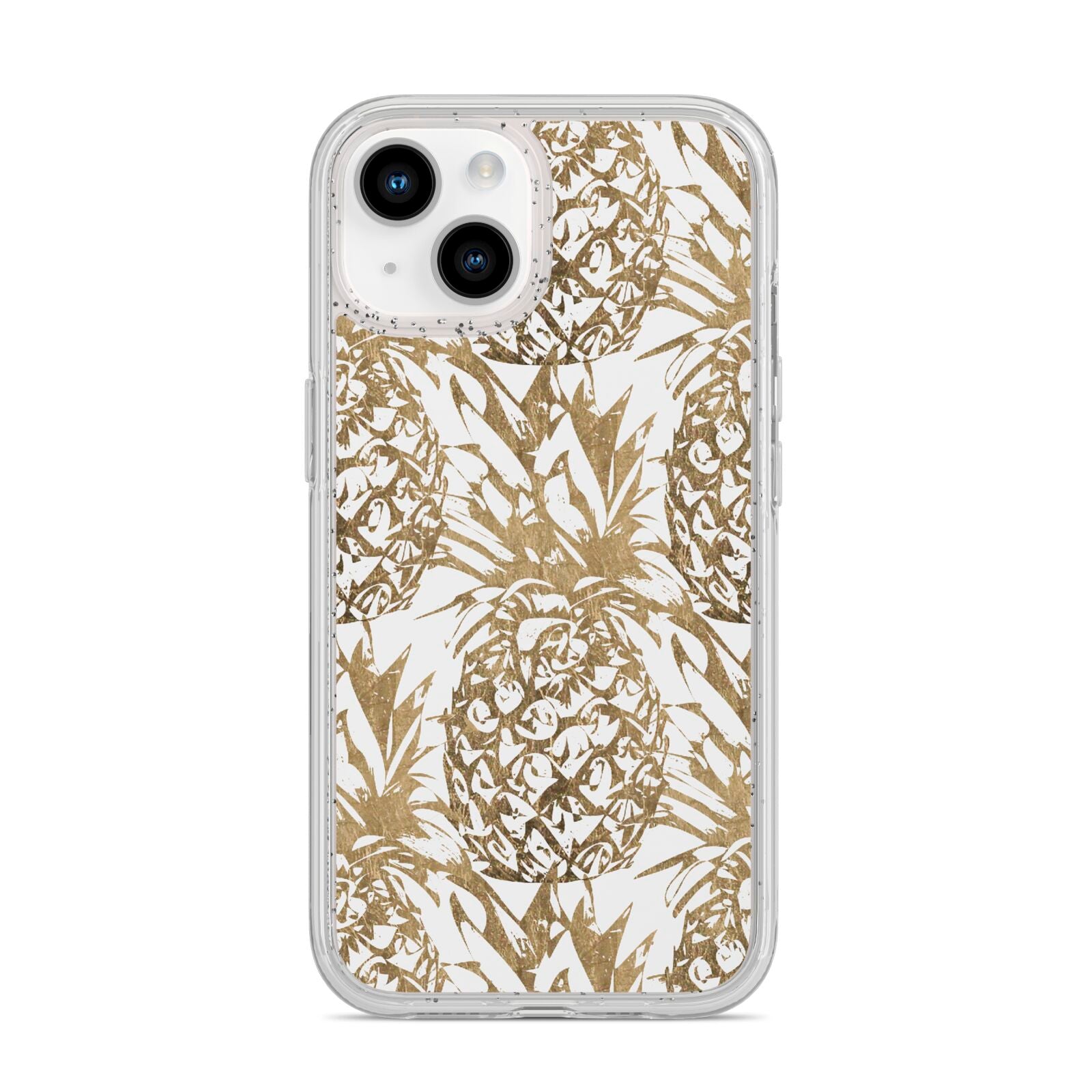 Gold Pineapple Fruit iPhone 14 Glitter Tough Case Starlight