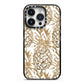 Gold Pineapple Fruit iPhone 14 Pro Black Impact Case on Silver phone