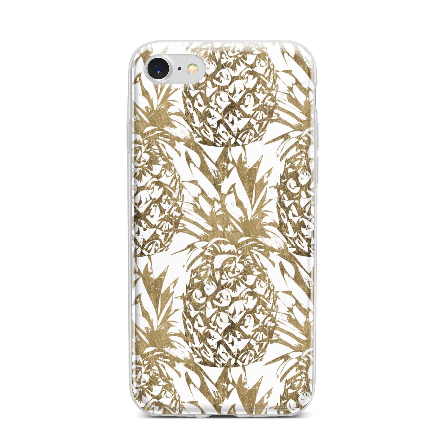 Gold Pineapple Fruit iPhone 7 Bumper Case on Silver iPhone