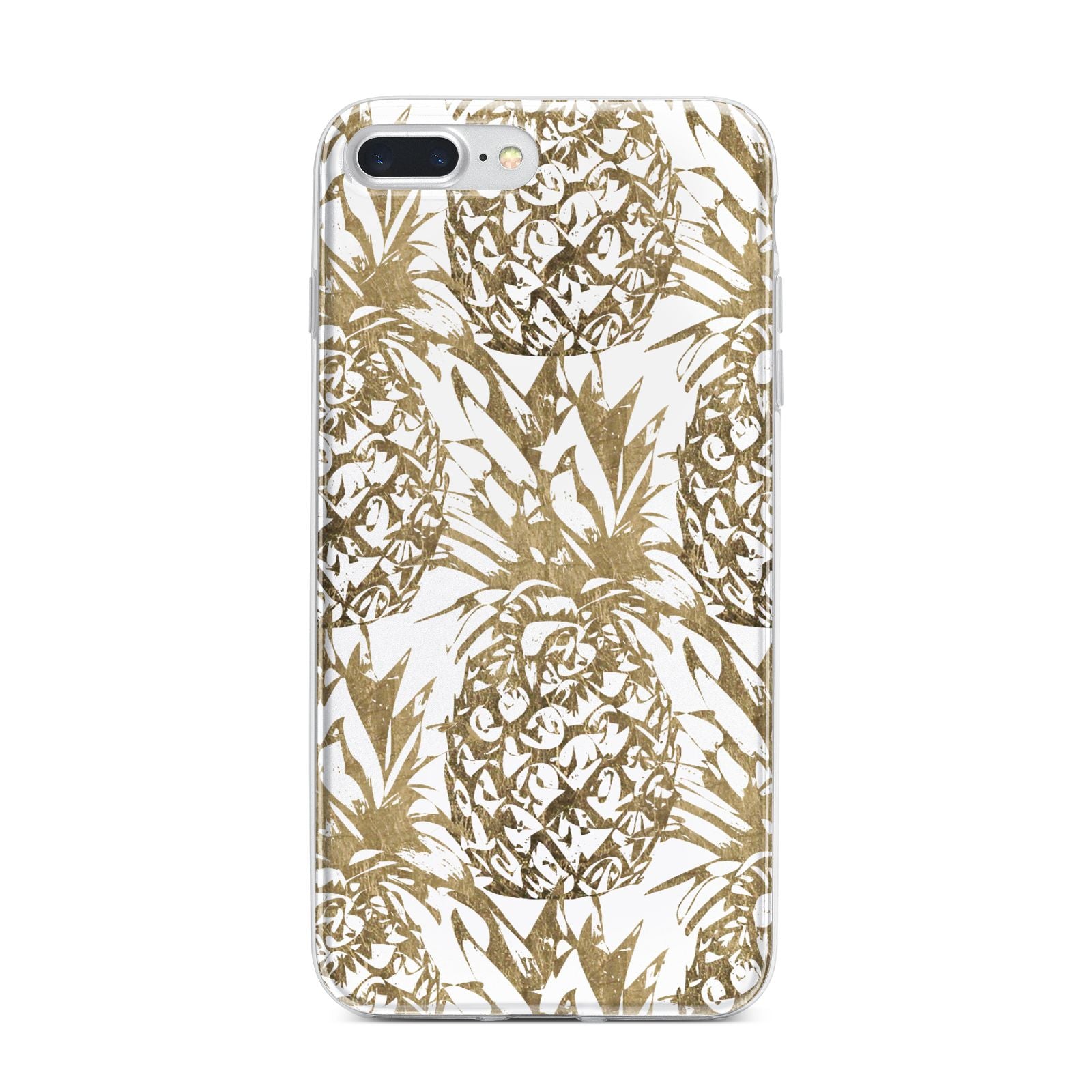 Gold Pineapple Fruit iPhone 7 Plus Bumper Case on Silver iPhone