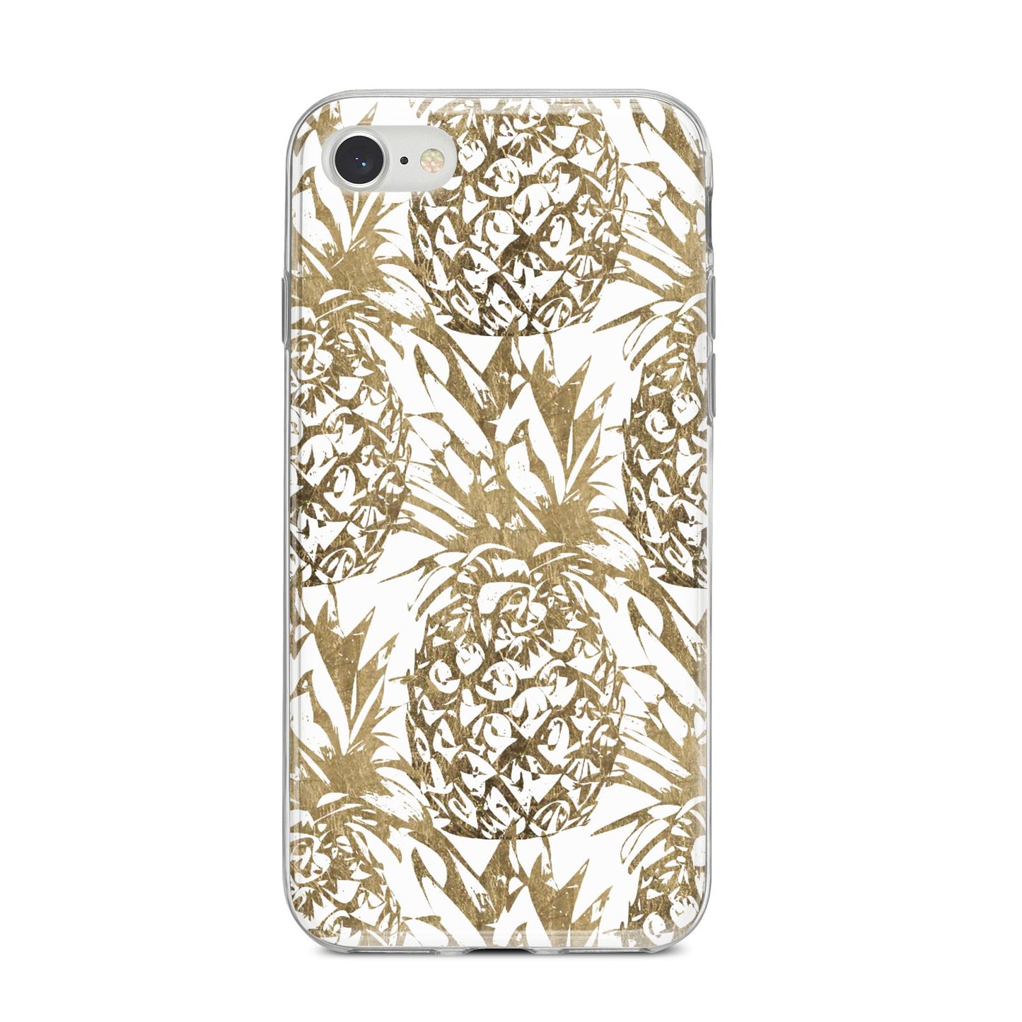 Gold Pineapple Fruit iPhone 8 Bumper Case on Silver iPhone