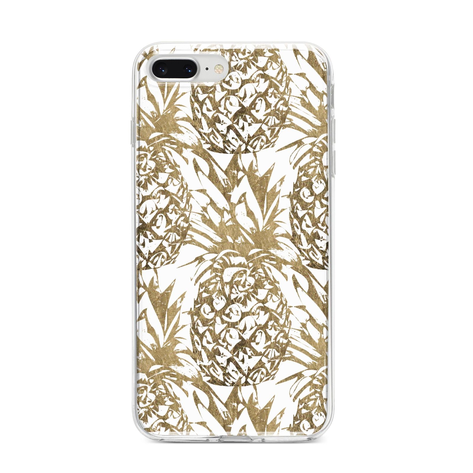 Gold Pineapple Fruit iPhone 8 Plus Bumper Case on Silver iPhone