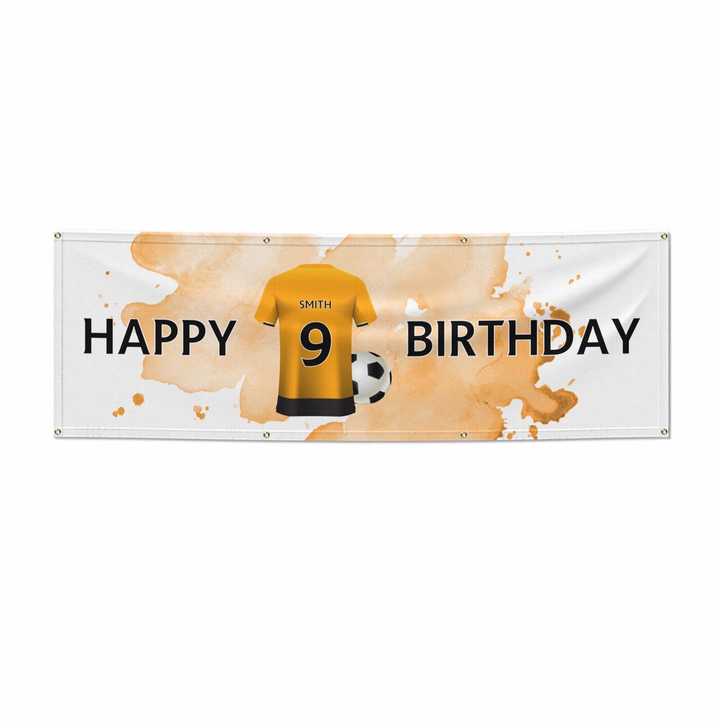 Gold and Black Football Shirt Personalised 6x2 Vinly Banner with Grommets