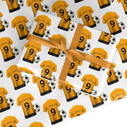 Gold and Black Football Shirt Personalised Custom Wrapping Paper