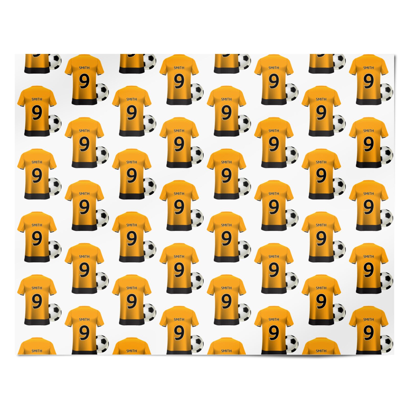 Gold and Black Football Shirt Personalised Personalised Wrapping Paper Alternative