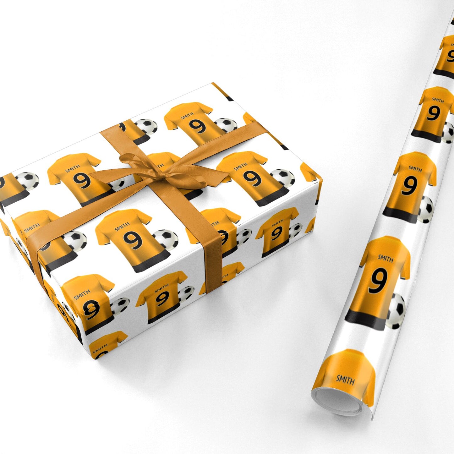 Gold and Black Football Shirt Personalised Personalised Wrapping Paper