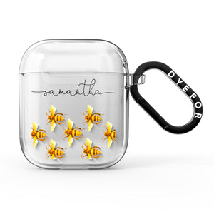 Golden Bees Personalised Name AirPods Case