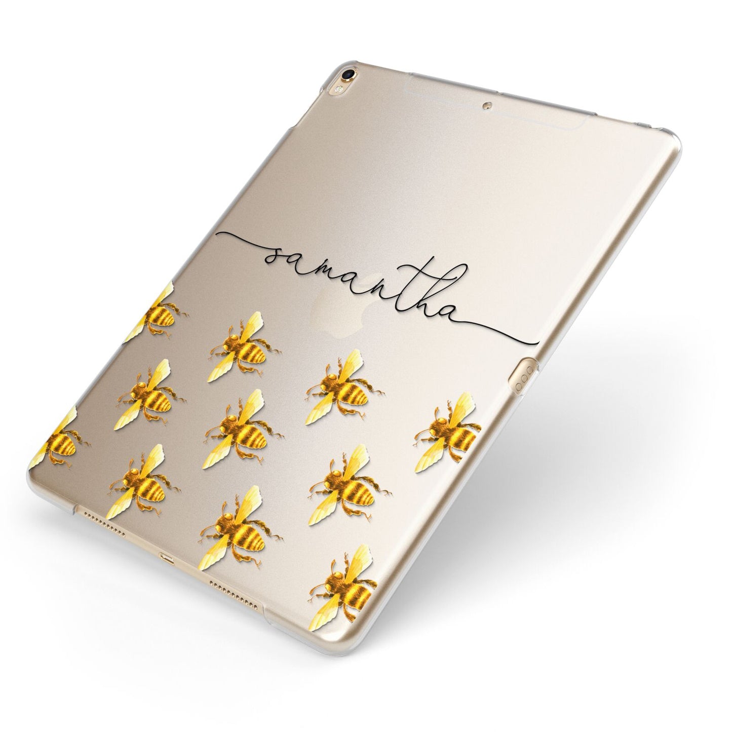 Golden Bees Personalised Name Apple iPad Case on Gold iPad Side View