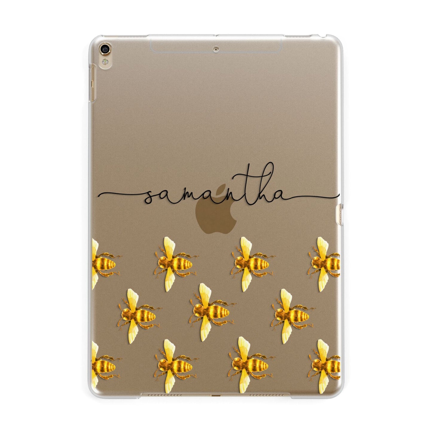 Golden Bees Personalised Name Apple iPad Gold Case