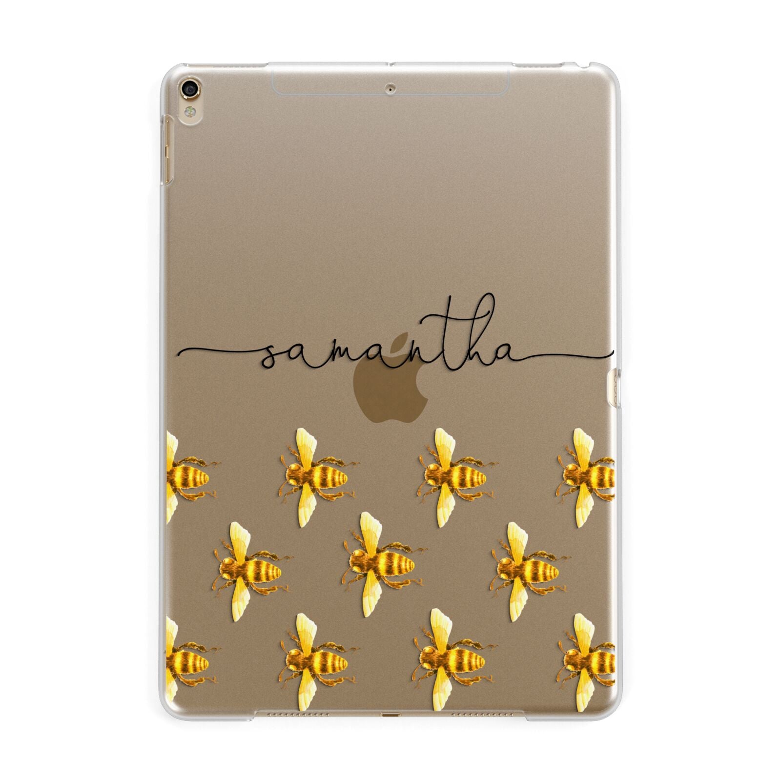 Golden Bees Personalised Name Apple iPad Gold Case