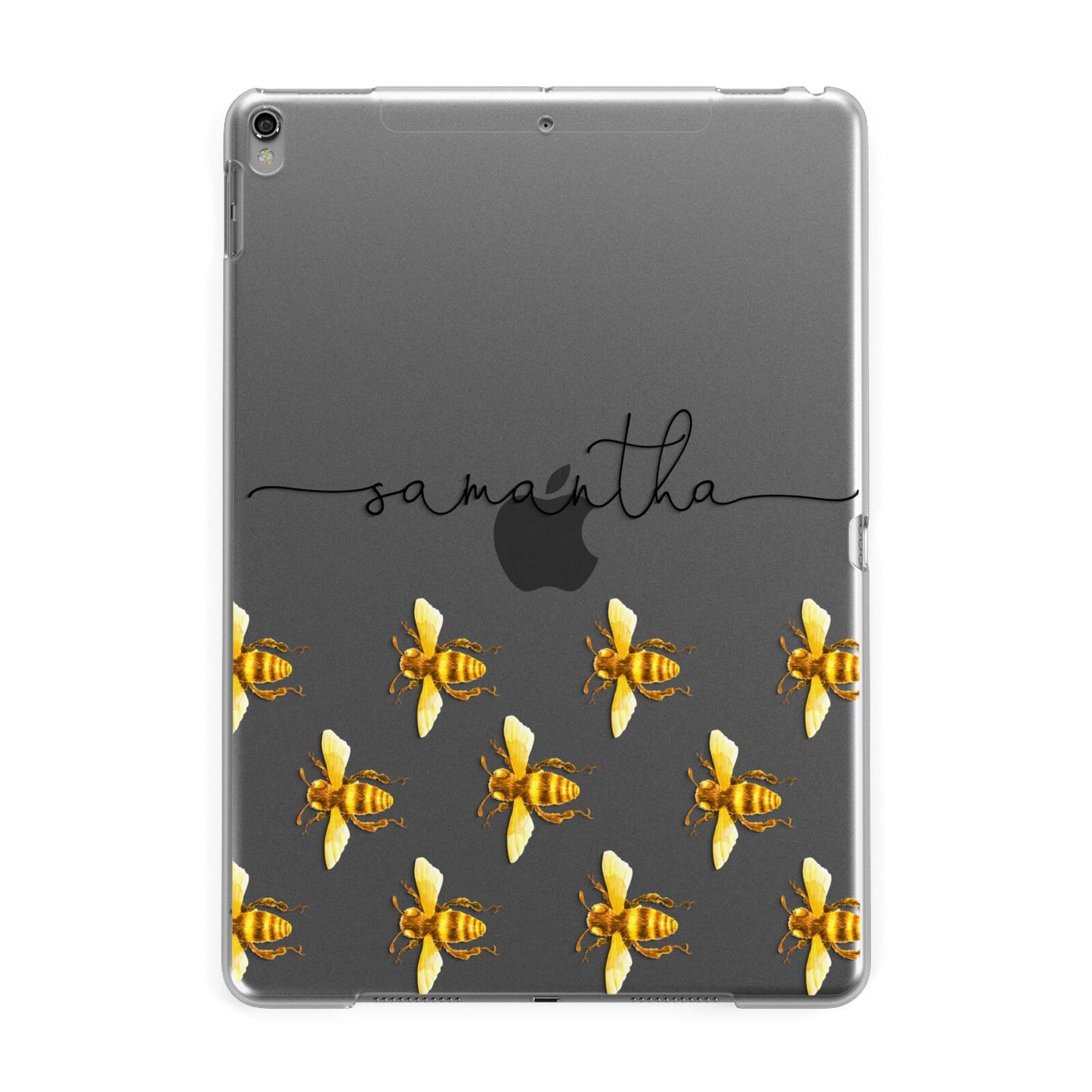 Golden Bees Personalised Name Apple iPad Grey Case