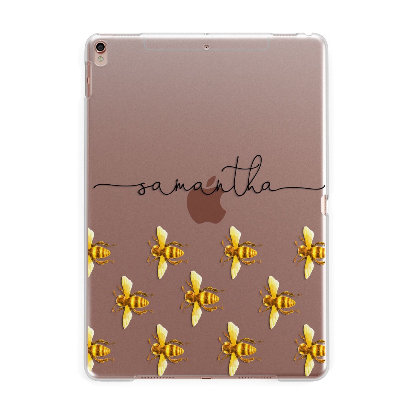 Golden Bees Personalised Name Apple iPad Rose Gold Case