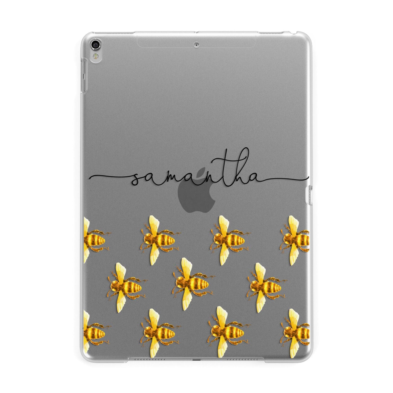 Golden Bees Personalised Name Apple iPad Silver Case