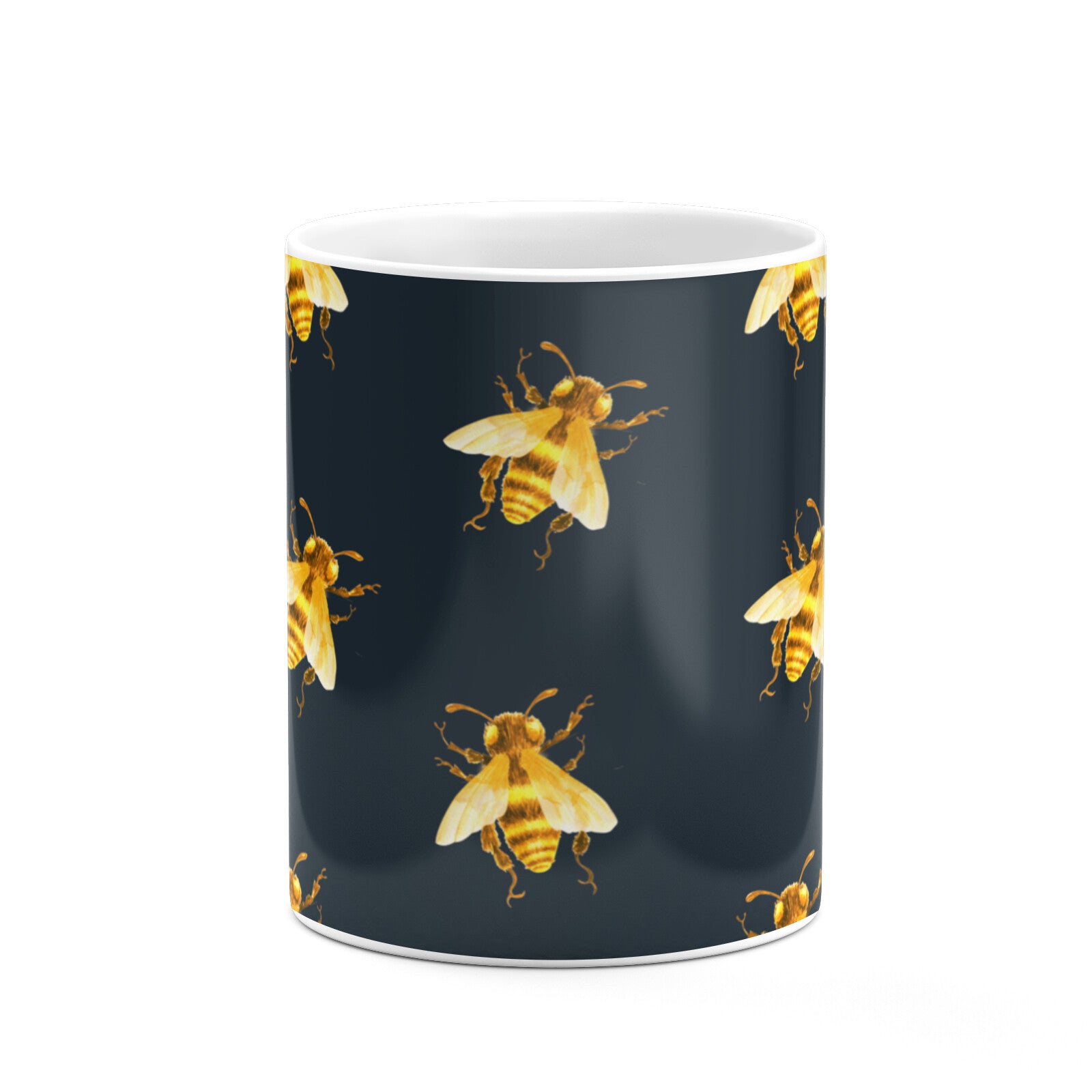 Golden Bees with Navy Background 10oz Mug Alternative Image 7