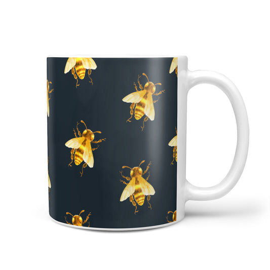 Golden Bees with Navy Background 10oz Mug