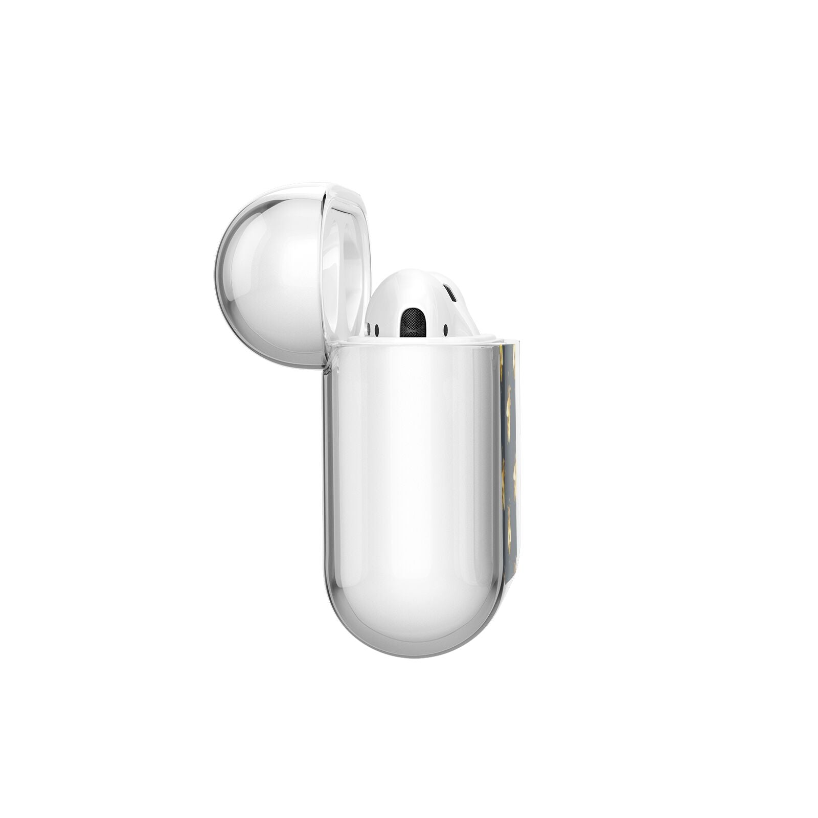Golden Bees with Navy Background AirPods Case Side Angle