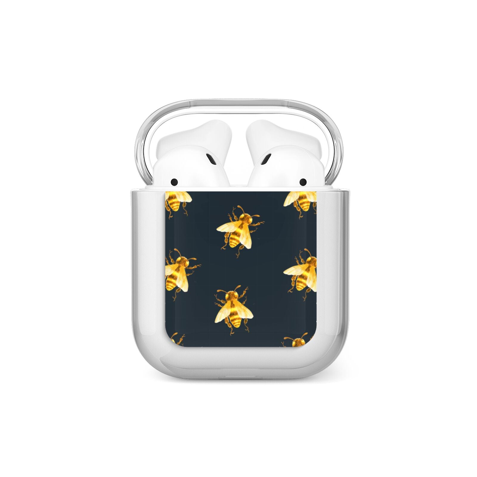 Golden Bees with Navy Background AirPods Case