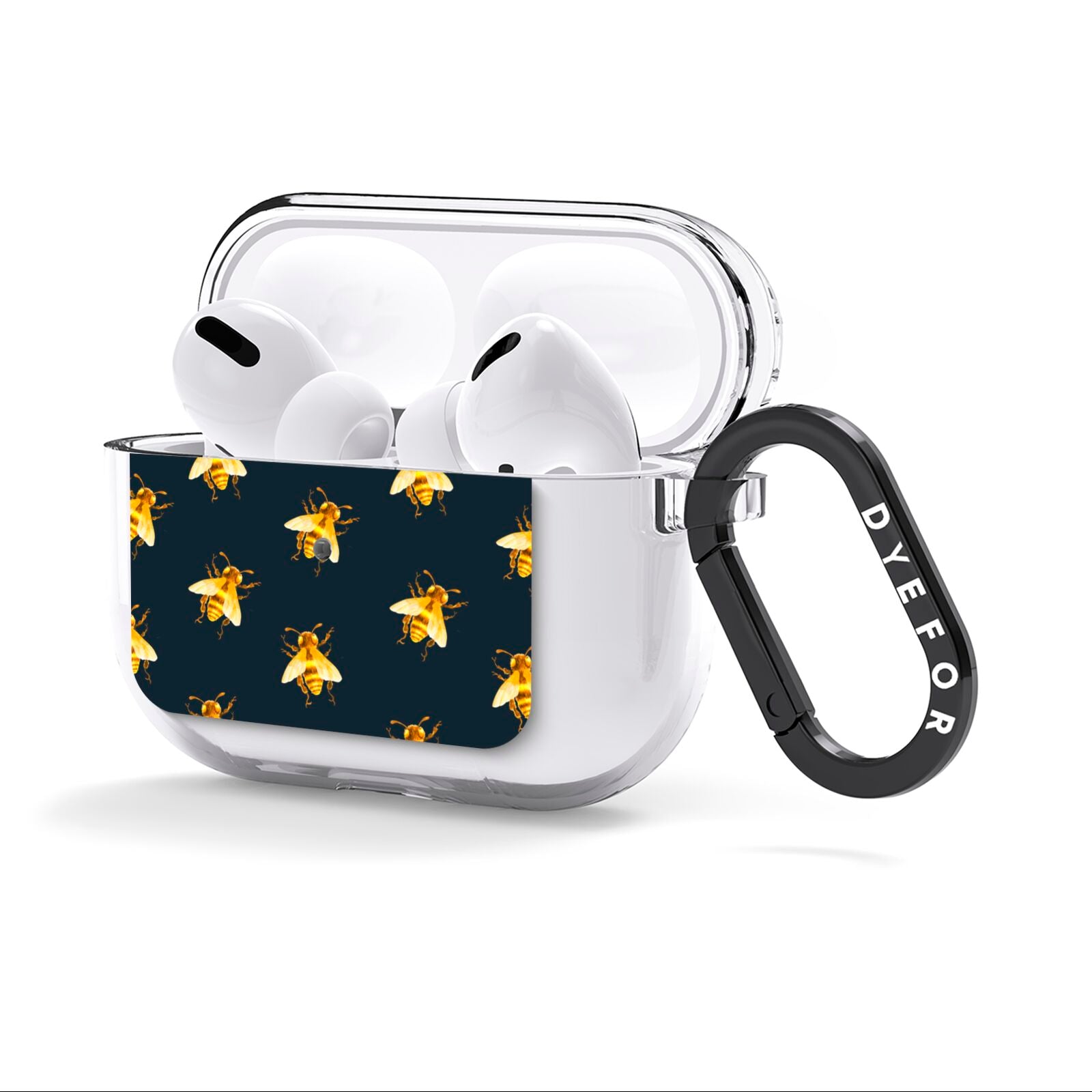 Golden Bees with Navy Background AirPods Clear Case 3rd Gen Side Image