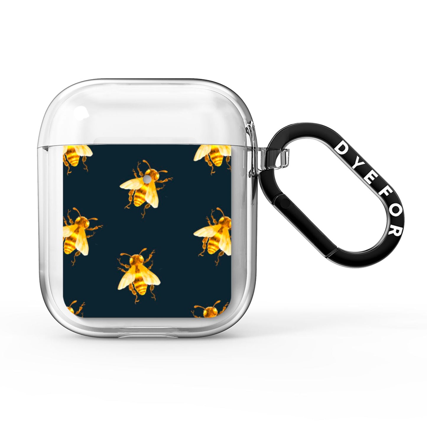 Golden Bees with Navy Background AirPods Clear Case