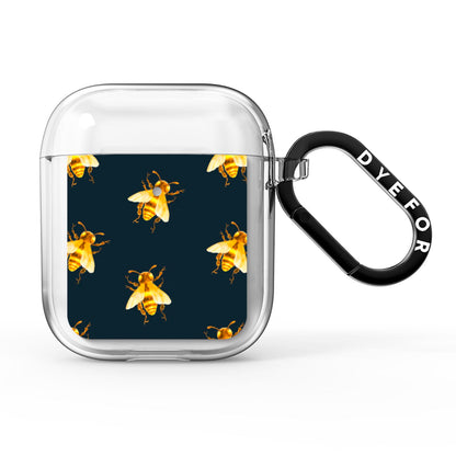 Golden Bees with Navy Background AirPods Clear Case