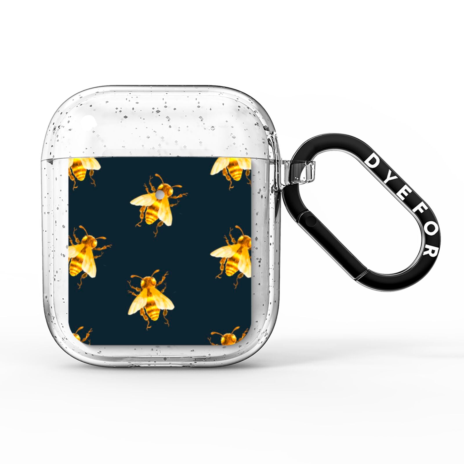 Golden Bees with Navy Background AirPods Glitter Case