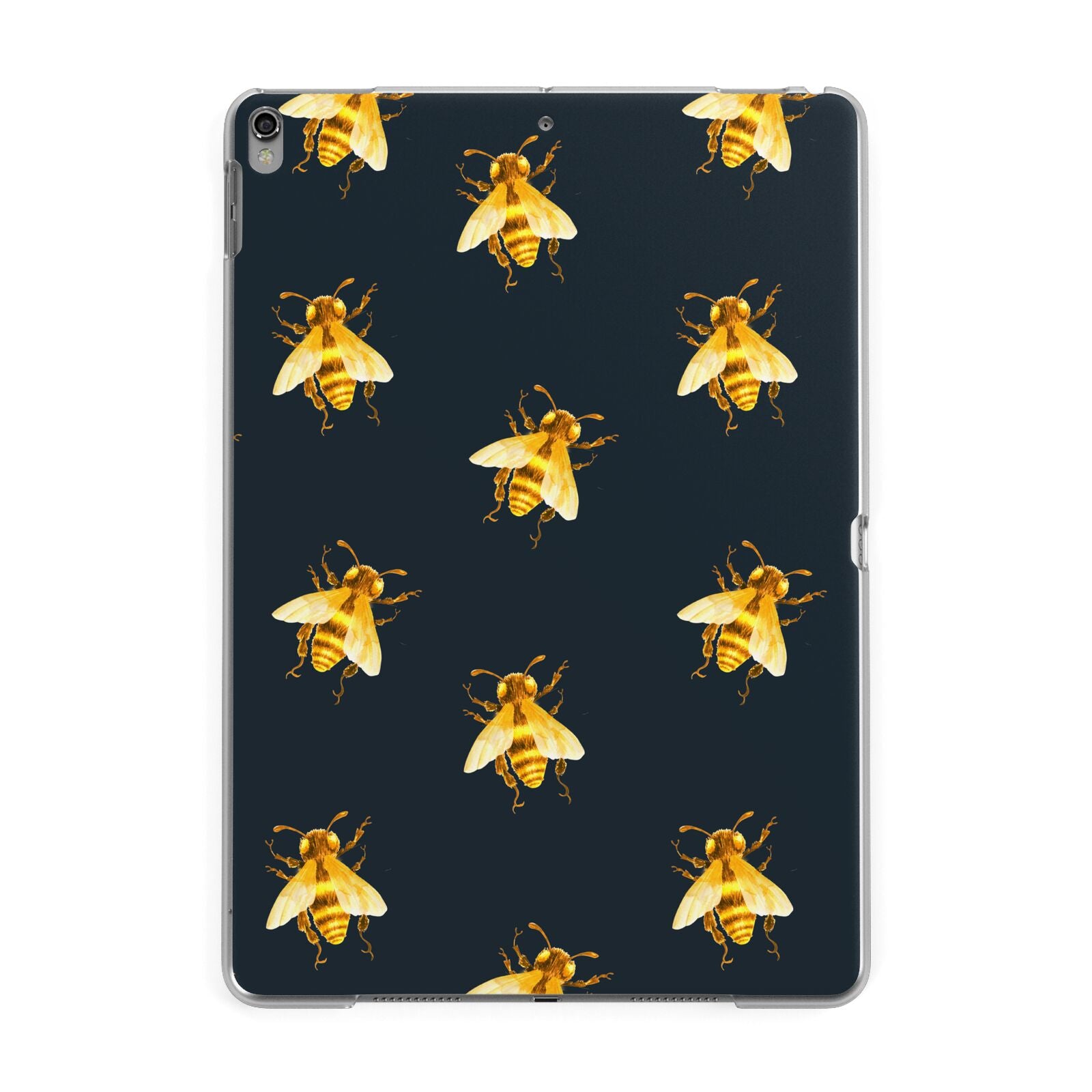 Golden Bees with Navy Background Apple iPad Grey Case