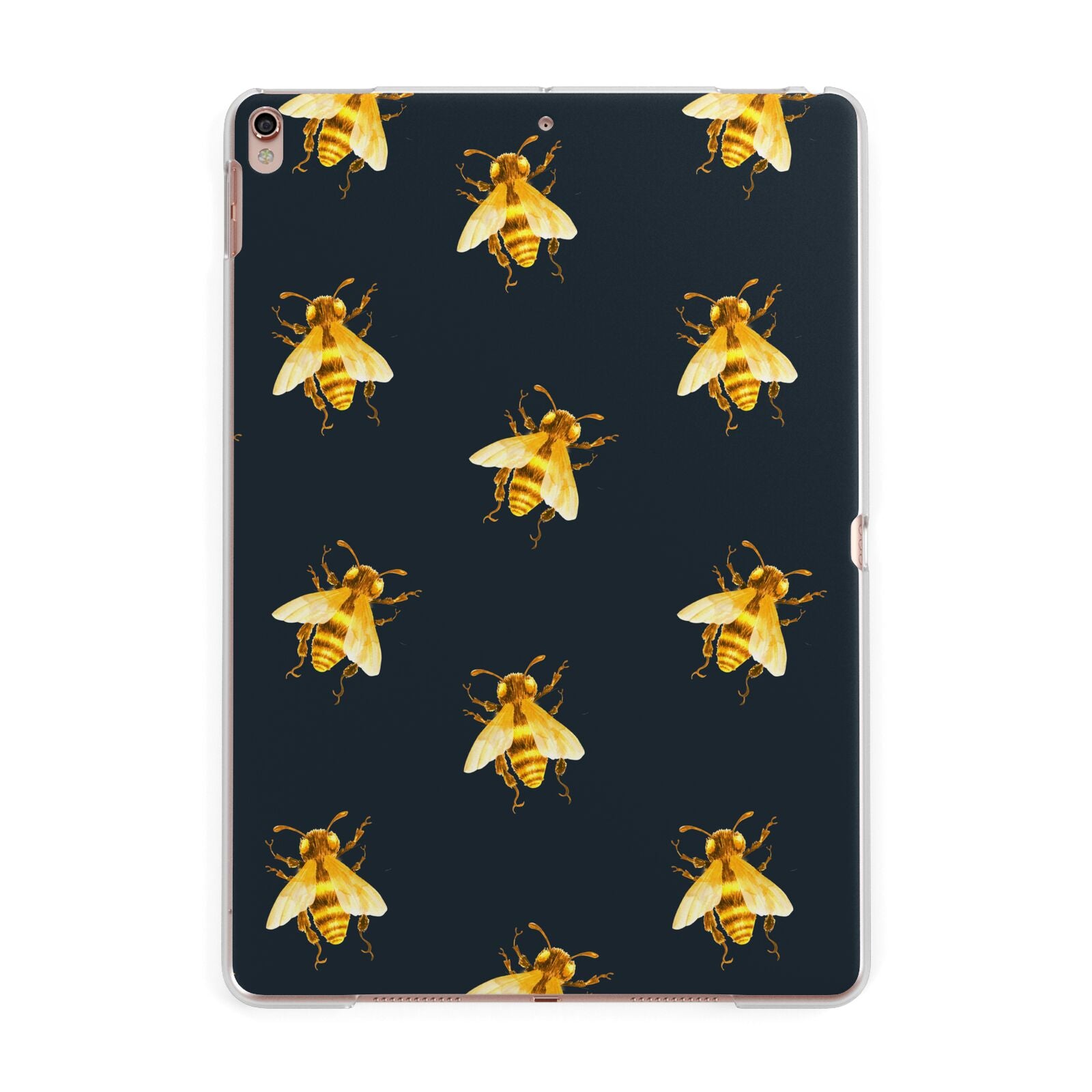 Golden Bees with Navy Background Apple iPad Rose Gold Case