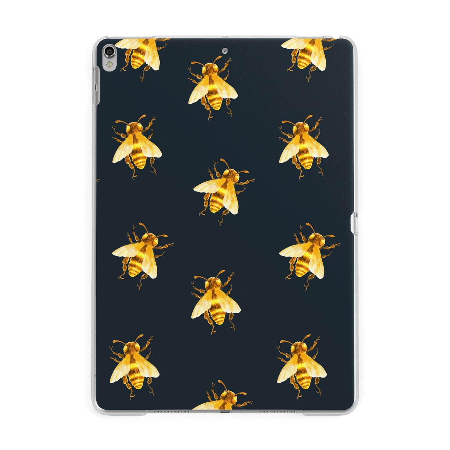 Golden Bees with Navy Background Apple iPad Silver Case