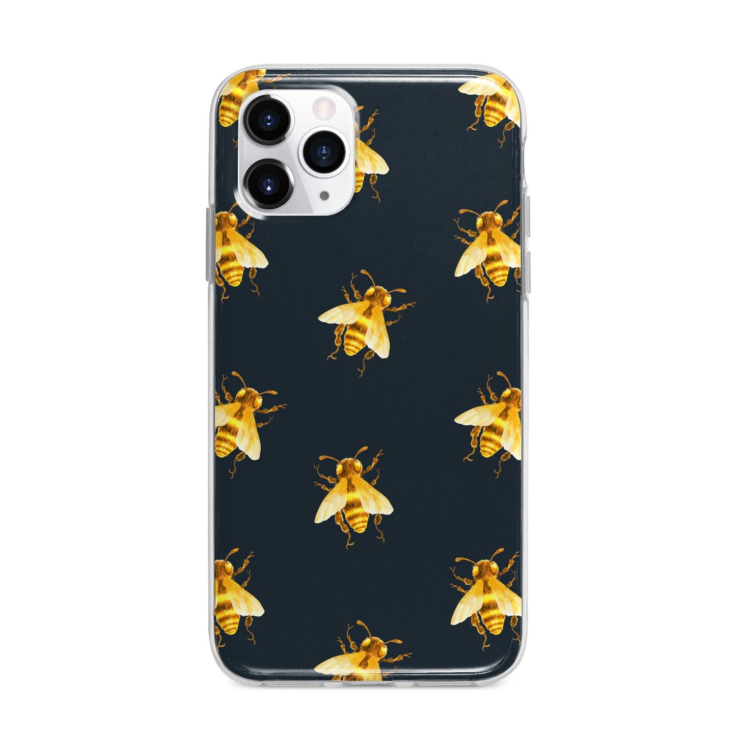 Golden Bees with Navy Background Apple iPhone 11 Pro Max in Silver with Bumper Case