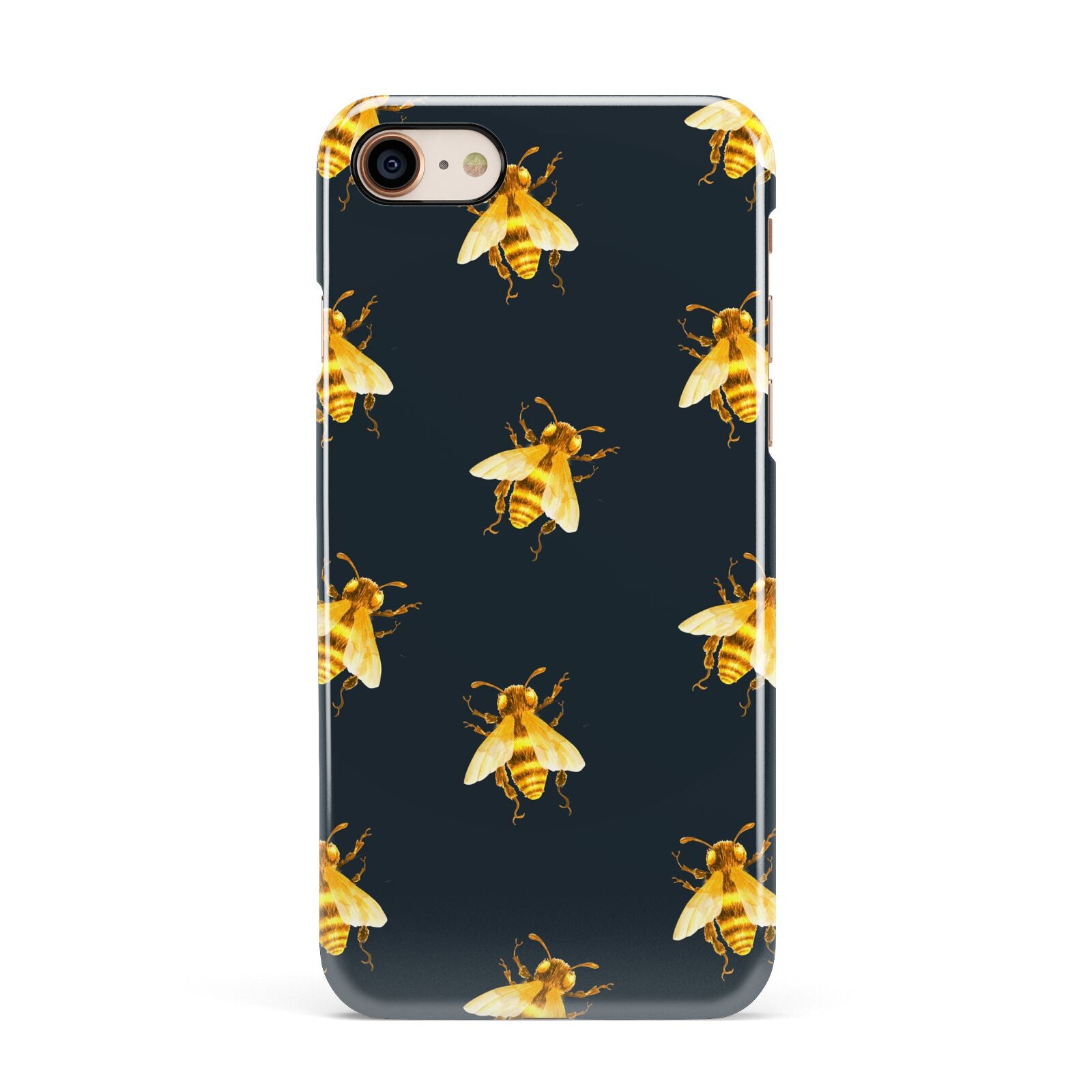 Golden Bees with Navy Background Apple iPhone 7 8 3D Snap Case