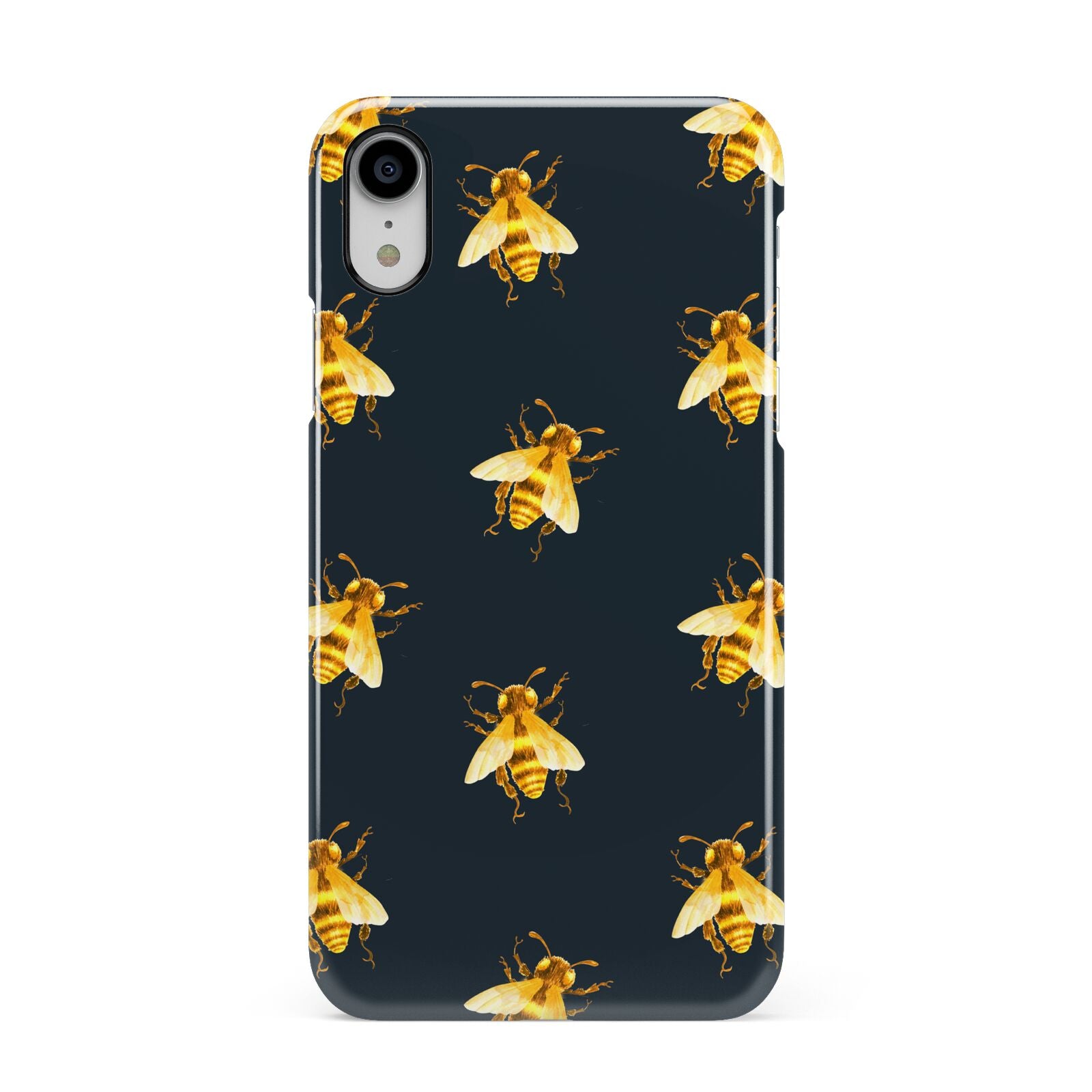 Golden Bees with Navy Background Apple iPhone XR White 3D Snap Case
