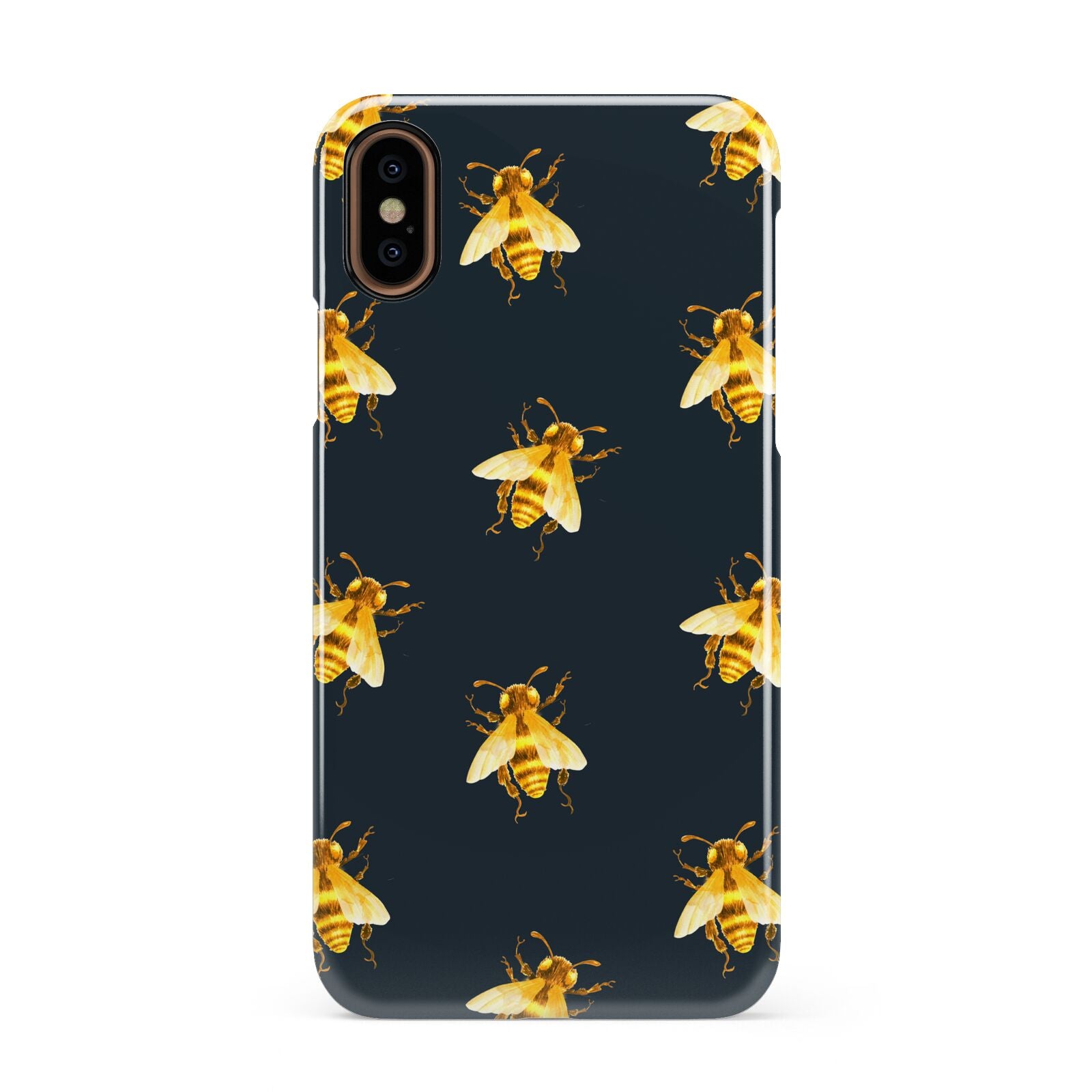 Golden Bees with Navy Background Apple iPhone XS 3D Snap Case