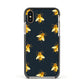 Golden Bees with Navy Background Apple iPhone Xs Impact Case Black Edge on Gold Phone