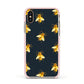 Golden Bees with Navy Background Apple iPhone Xs Impact Case Pink Edge on Gold Phone