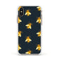 Golden Bees with Navy Background Apple iPhone Xs Impact Case White Edge on Gold Phone