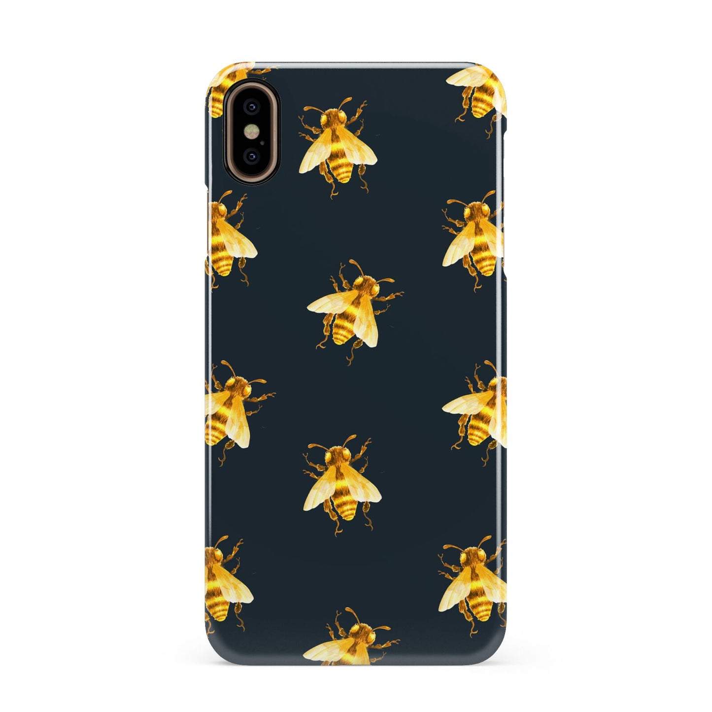 Golden Bees with Navy Background Apple iPhone Xs Max 3D Snap Case