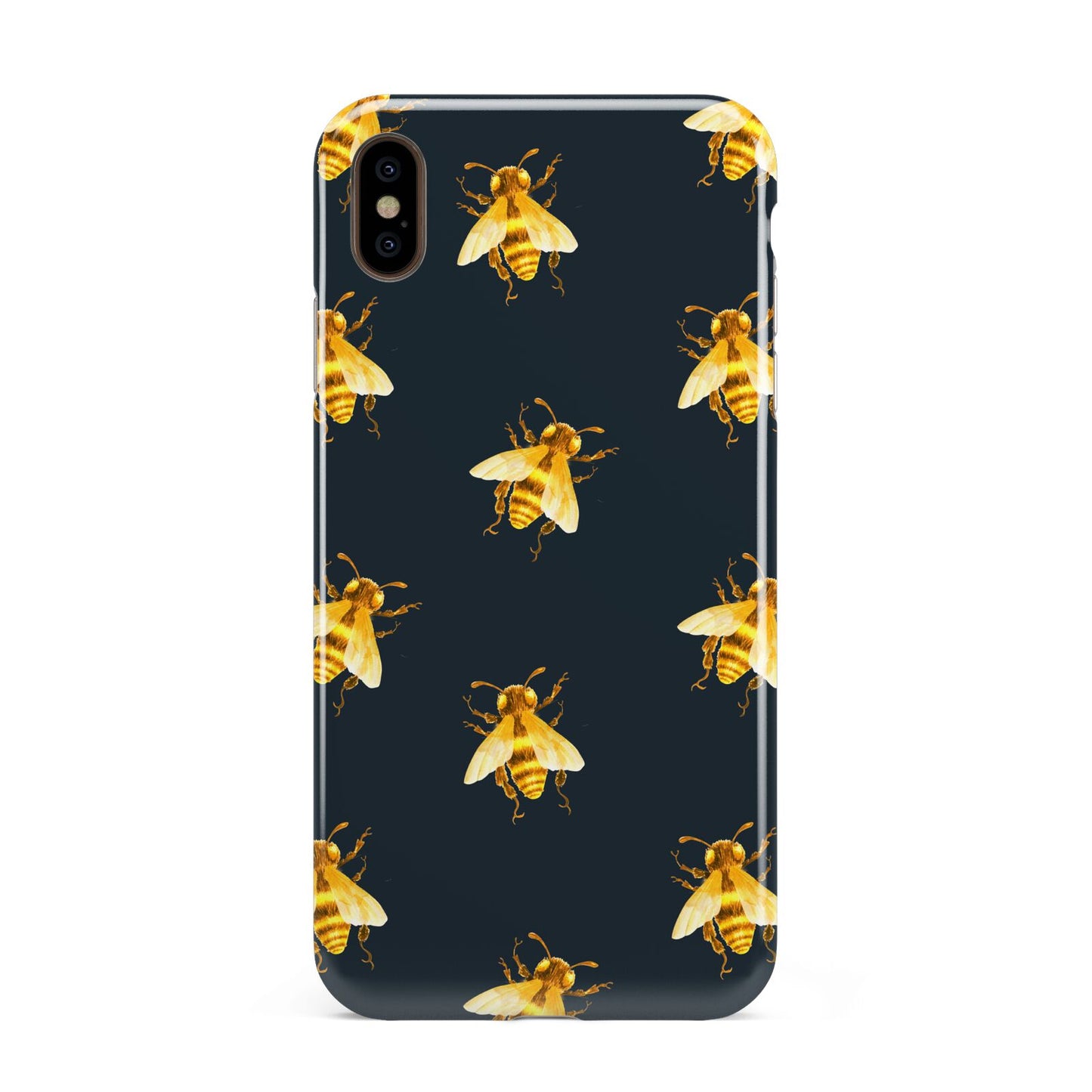 Golden Bees with Navy Background Apple iPhone Xs Max 3D Tough Case
