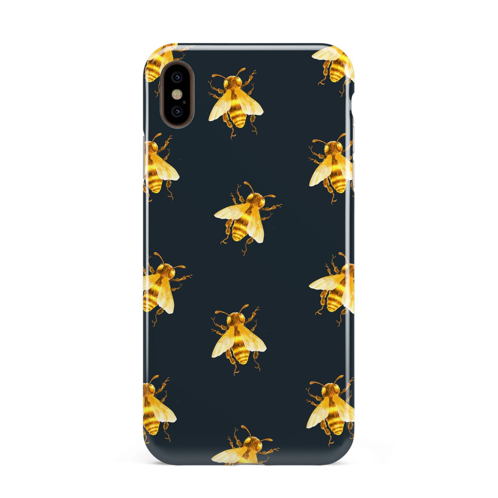 Golden Bees with Navy Background Apple iPhone Xs Max 3D Tough Case