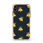 Golden Bees with Navy Background Apple iPhone Xs Max Impact Case Pink Edge on Gold Phone