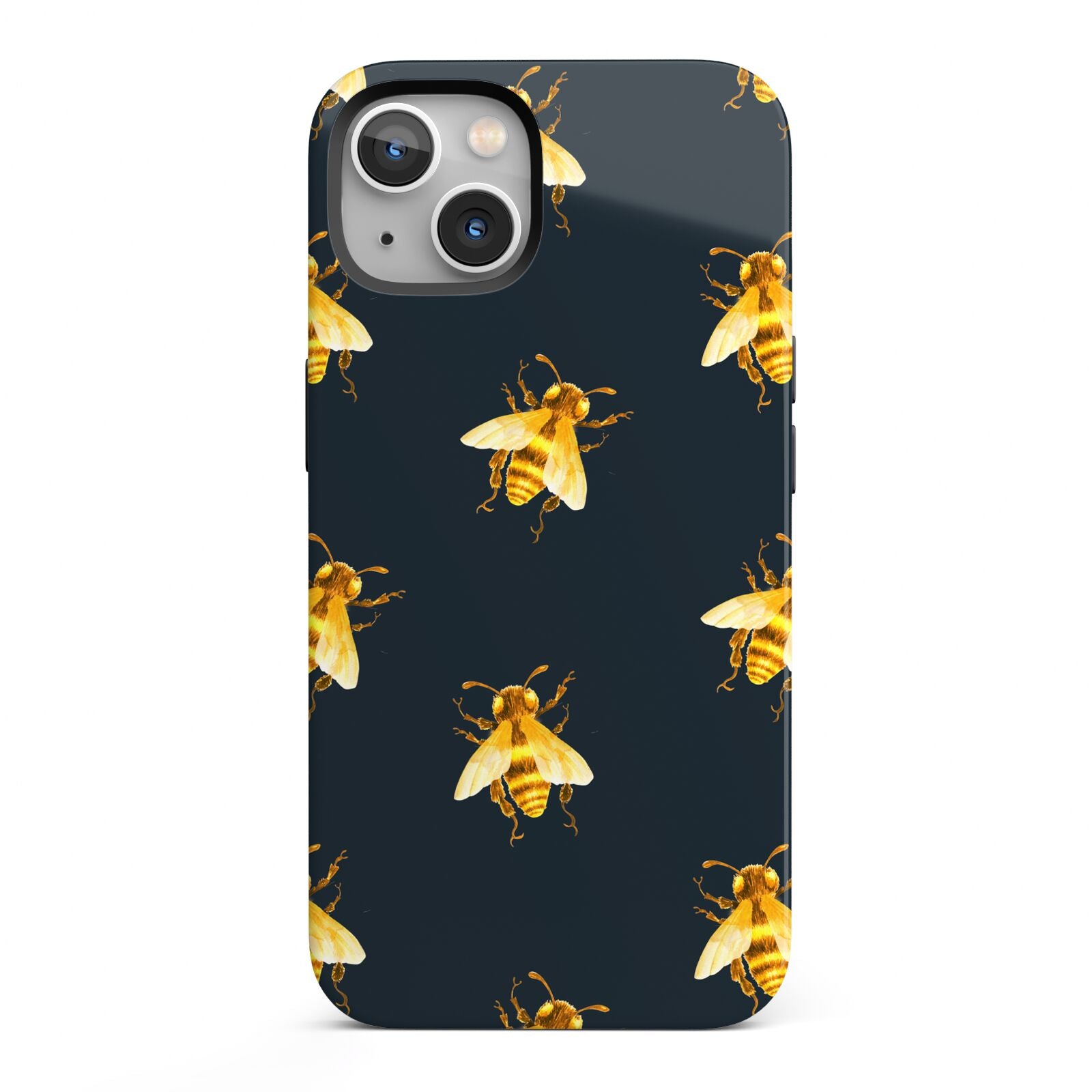 Golden Bees with Navy Background iPhone 13 Full Wrap 3D Tough Case