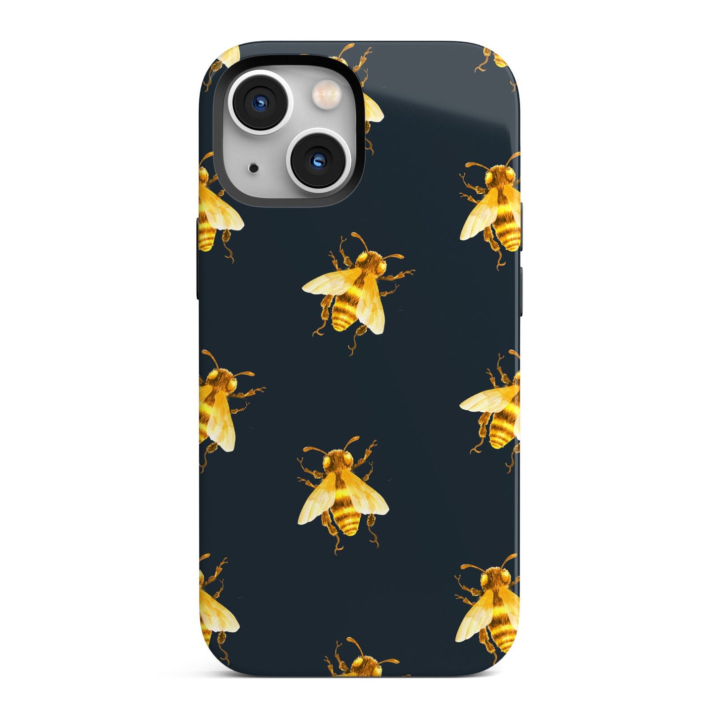Golden Bees with Navy Background iPhone 13 Mini Full Wrap 3D Tough Case