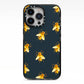 Golden Bees with Navy Background iPhone 13 Pro Black Impact Case on Silver phone