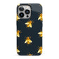 Golden Bees with Navy Background iPhone 13 Pro Full Wrap 3D Tough Case
