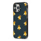 Golden Bees with Navy Background iPhone 13 Pro Max Black Impact Case Side Angle on Silver phone