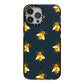 Golden Bees with Navy Background iPhone 13 Pro Max Black Impact Case on Silver phone