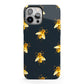 Golden Bees with Navy Background iPhone 13 Pro Max Full Wrap 3D Tough Case