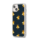 Golden Bees with Navy Background iPhone 14 Plus Glitter Tough Case Starlight Angled Image