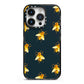Golden Bees with Navy Background iPhone 14 Pro Black Impact Case on Silver phone