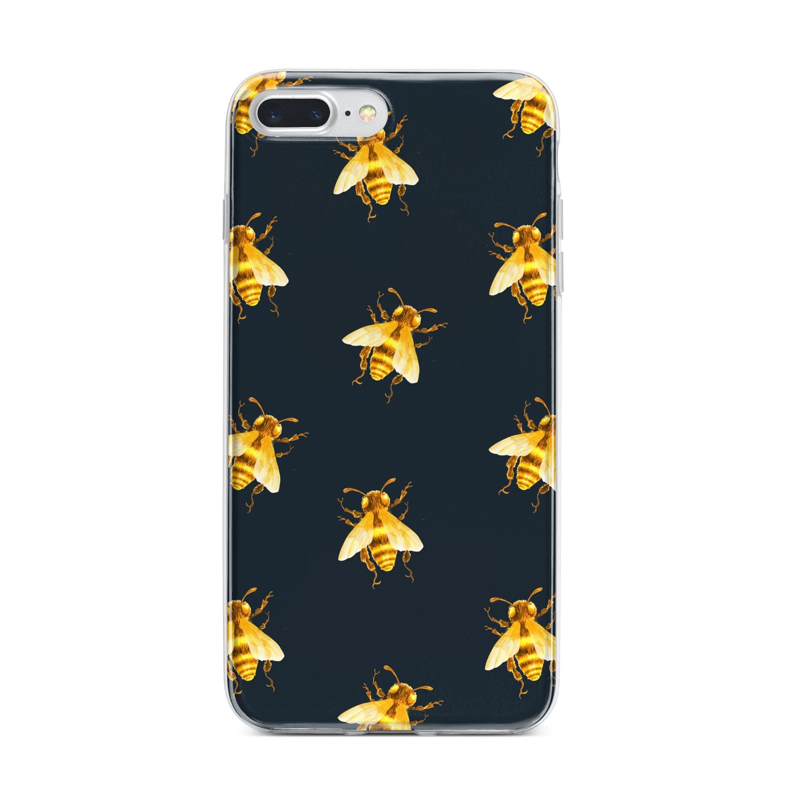 Golden Bees with Navy Background iPhone 7 Plus Bumper Case on Silver iPhone